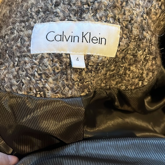 Calvin Klein Long Wool Winter Jacket Oatmeal Color with Sweater Neck Womens Sz 4 - Picture 7 of 7